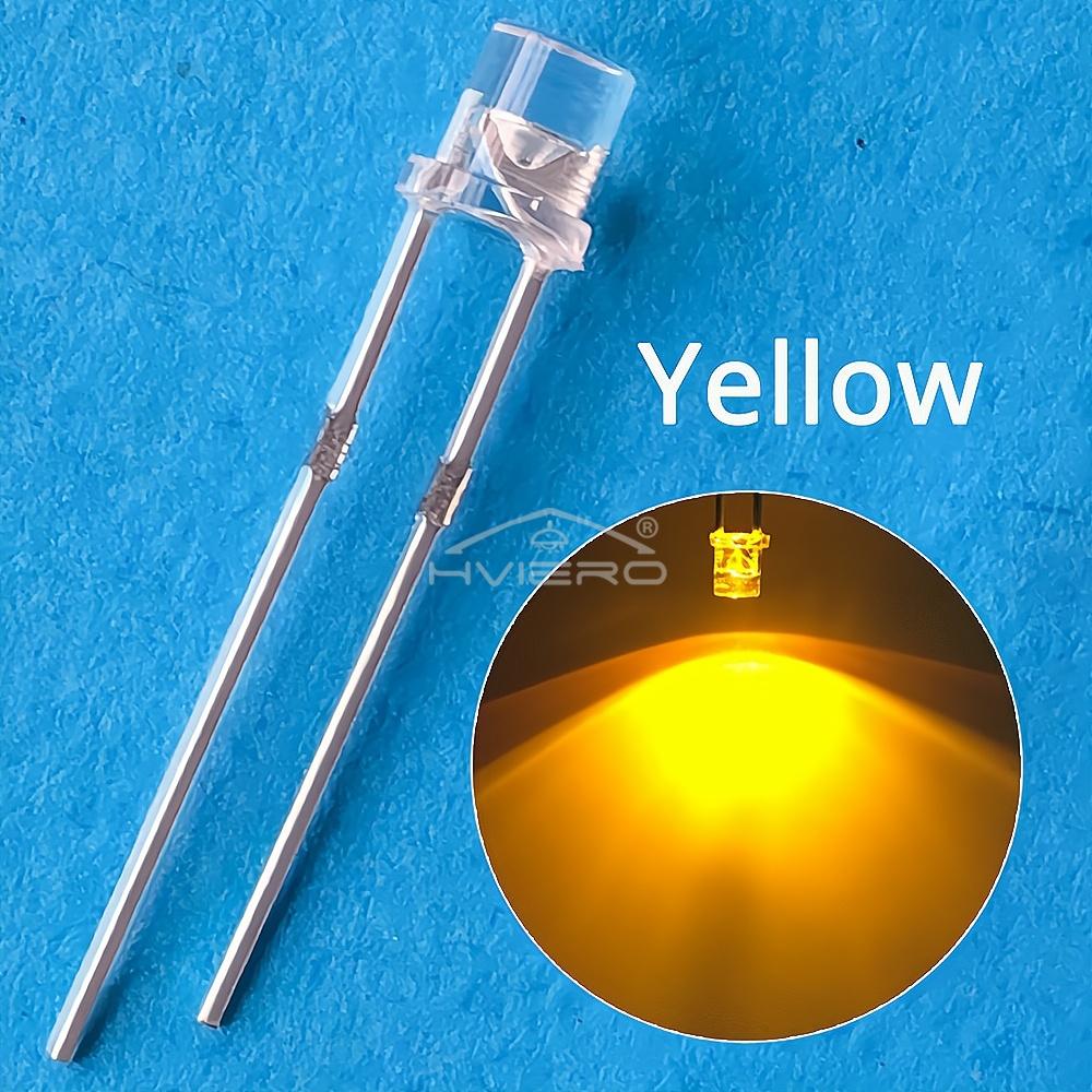 100X F3 3mm 2pins Flat head Bright LED Decoration Bulb White Red Yellow Blue Water Clear Wide Angle Light Emitting Diode Lamp: Yellow / 50W