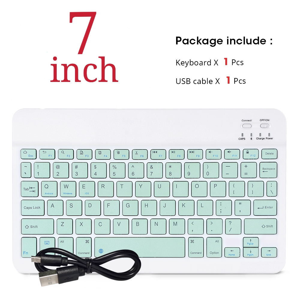 Bluetooth Keyboard Mouse French Arabic Spanish Teclado Sem Fio For Android Samsung Windows iPad Phone Tablet Wireless Keyboard: 7 inch green