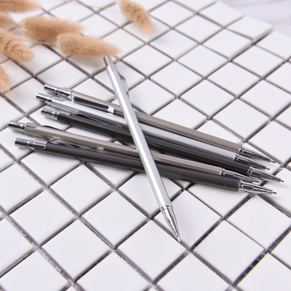 0.5/ 0.7mm Automatic Drafting Pencil, Lead Size, Metallic Black Sliver Barrel Mechanical Pencil Length: 14.5cm