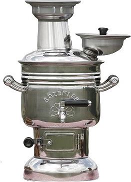 Chrom Holz Holzkohle Picknick Samowar 4 lt Chrome stahl material