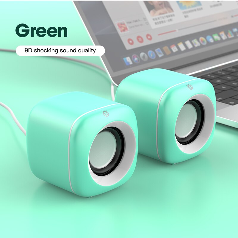 Niye Computer Speaker PC Home Office Subwoofer Mini Speaker 3.5mm AUX USB Plug Wired Speakers Portable Computer Speaker Bass: Green