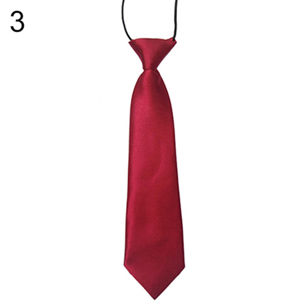 Barn slips färgglad tillbehör skolpojkar barn baby bröllop bankett enfärgad elastisk slips för fest bra: Vinröd