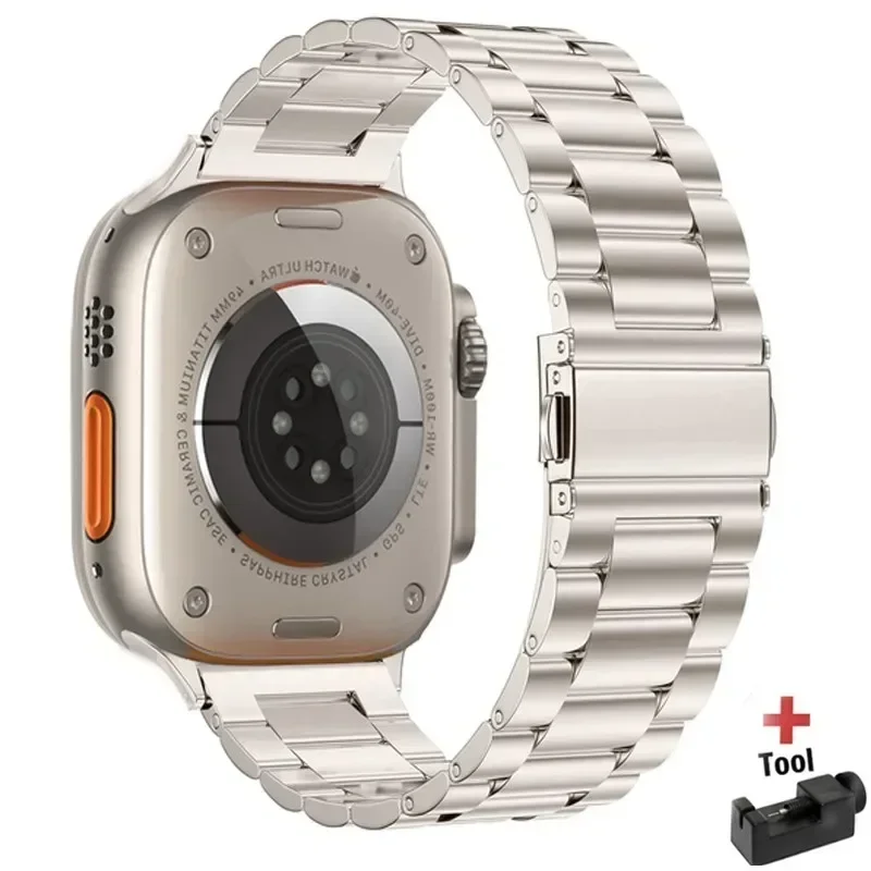 Rustfri stålrem til apple watch-rem 44mm 45mm 38-42-40-41mm metalledarmbånd iwatch-serie 10 8 7 6 5 4 3 se ultra 49m