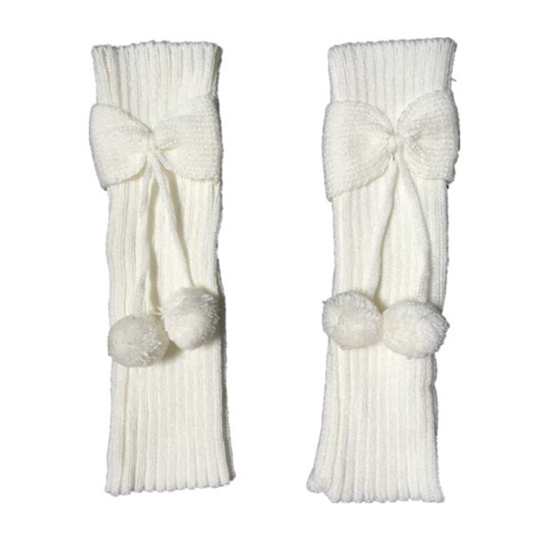 Calentadores de piernas de neón para niños, medias de bota con lazo de punto, bota de bola, bota linda, calentadores: Blanco