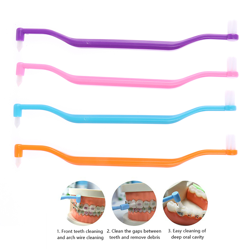 Cepillo Interdental de ortodoncia, cepillo de dientes suave de doble haz, herramienta de cuidado bucal, implante de cabello suave de cabeza pequeña para adultos