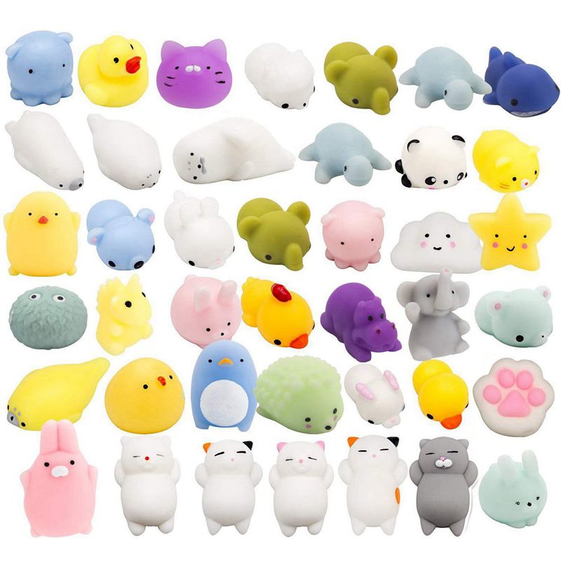 Ran 30 Pcs Cute Animal Mochi Squishy, Kawaii Mini Soft Squeeze Toy,Fidget Hand Toy for Kids ,Stress Relief,Decoration, 30: Default Title