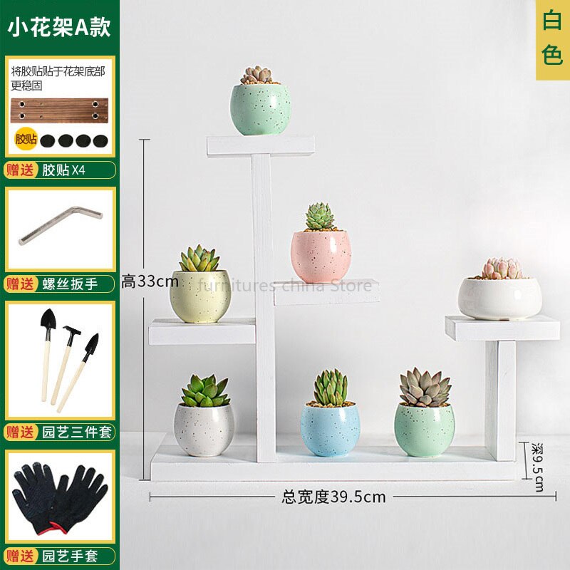 Multi-layer Solid Wood Desktop Flower Stand Indoor Small Flower Stand Green Flower Frame Decoration Living Room Window Pot Rack