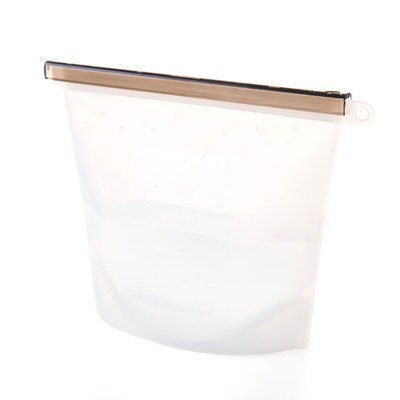 Zip Top Leakproof 3 Pcs Silicone Food Storage Containers Household Stand Up Zip Shut Container Cup Bowl for Kitchen Out: sealed bags white