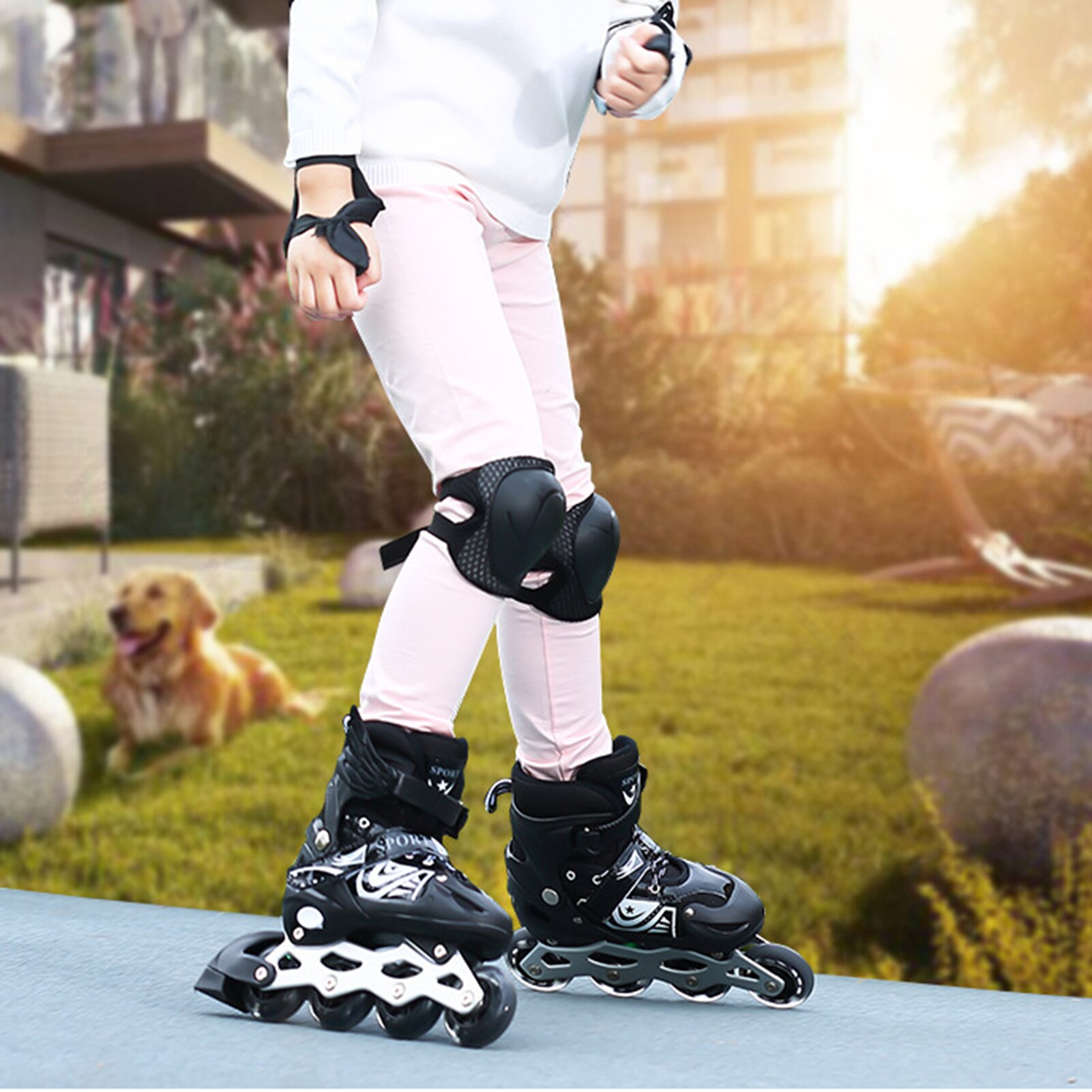 children's roller skates PVC single-wheel flashing roller skates inline rollers size adjustable