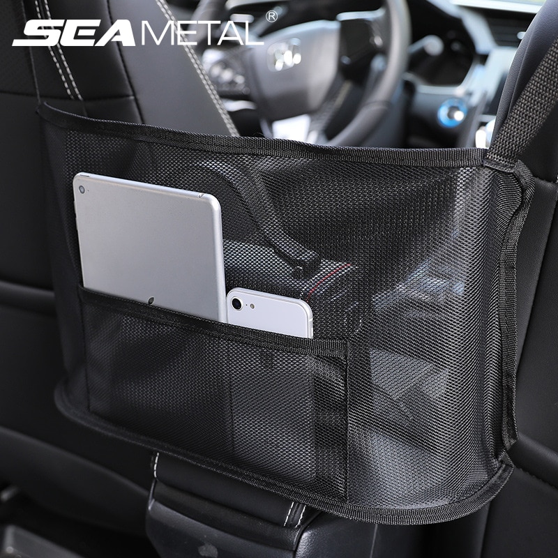 Car Net Pocket Seat Back Mesh Organizer Handbag Holder Net Bag Barrier of Backseat Pet Kid Auto Storage Pouch for Phone Document