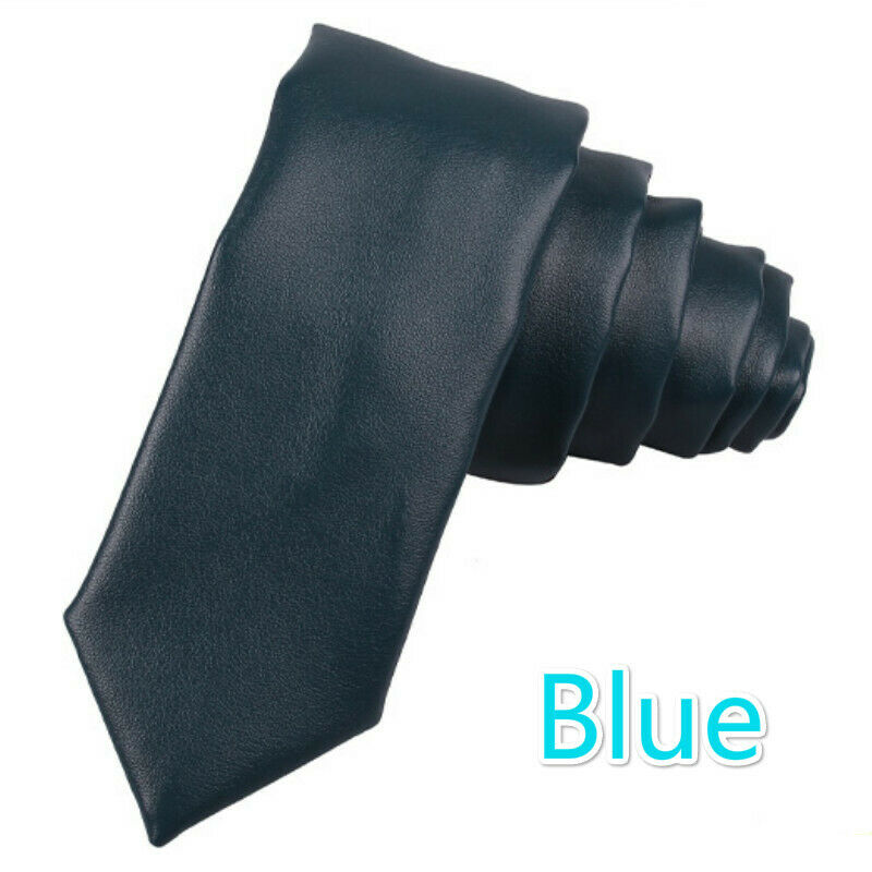 Corbatas de cuero PU informales para hombre, corbatas de de Color sólido, corbata para traje de negocios y boda: 04