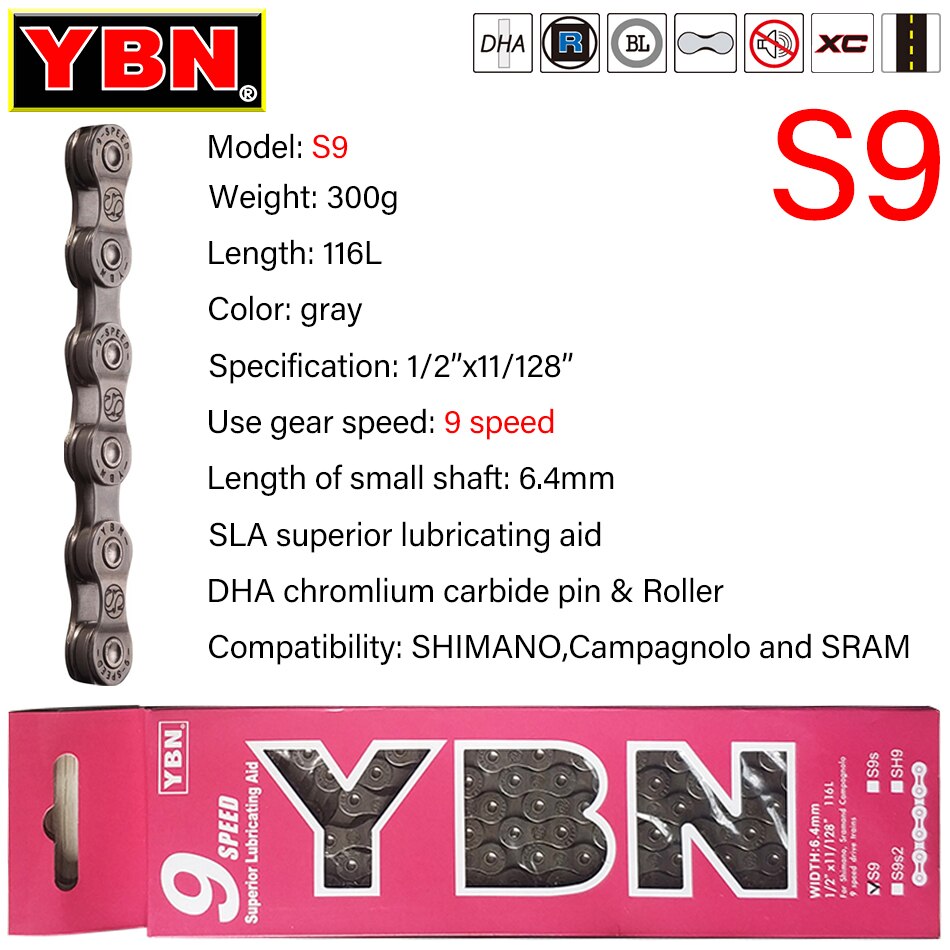 Freies YBN X12L x10 x10sl x9sl x11sl fahrrad kette 9 10 11s gold mountain road bike sram SHIMANO 116 länge fahrrad kette: 10S silver 116L
