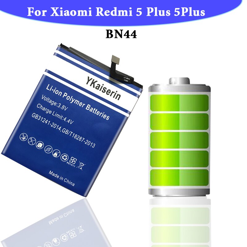 Bn44 bateria do telefone móvel para xiaomi redmi 5 plus 5200 mah polímero substituição forte resistência bateria batteria bn 44 + faixa não