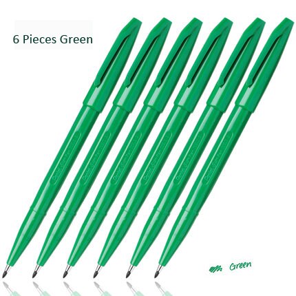 Pentel Teken Pen Stok Poreuze Fijne Punt Art Marker Pen Fiber-Getipt waterbasis Inkt Voor Tekening en schrijven: 6 pcs green