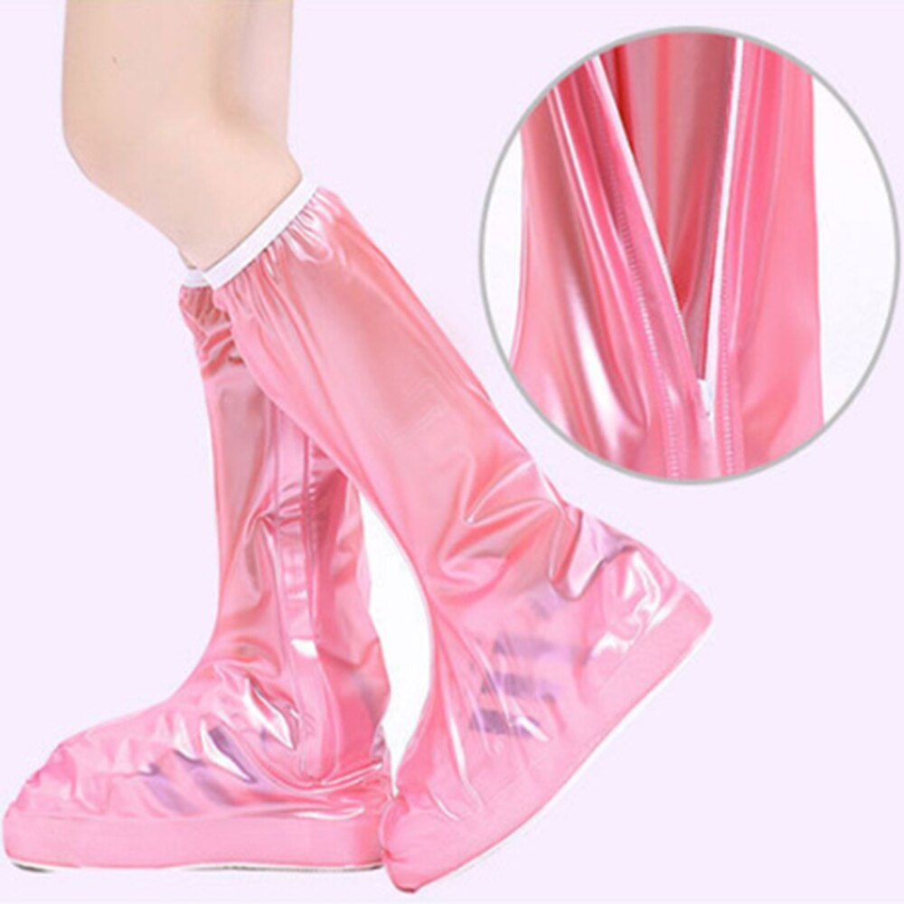 Children's Waterproof Rainwater Reusable Shoe Cover Non-slip Zipper Rain Boots Overshoe High Shoe Cover