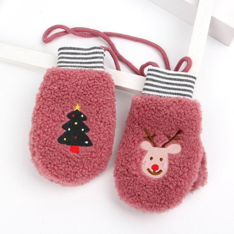 Winter Weihnachten Neue kinder Verdickt Warme Handschuhe Für Mädchen Und Jungen Lamm Samt Handschuhe Kinder Tasche Finger Handschuhe