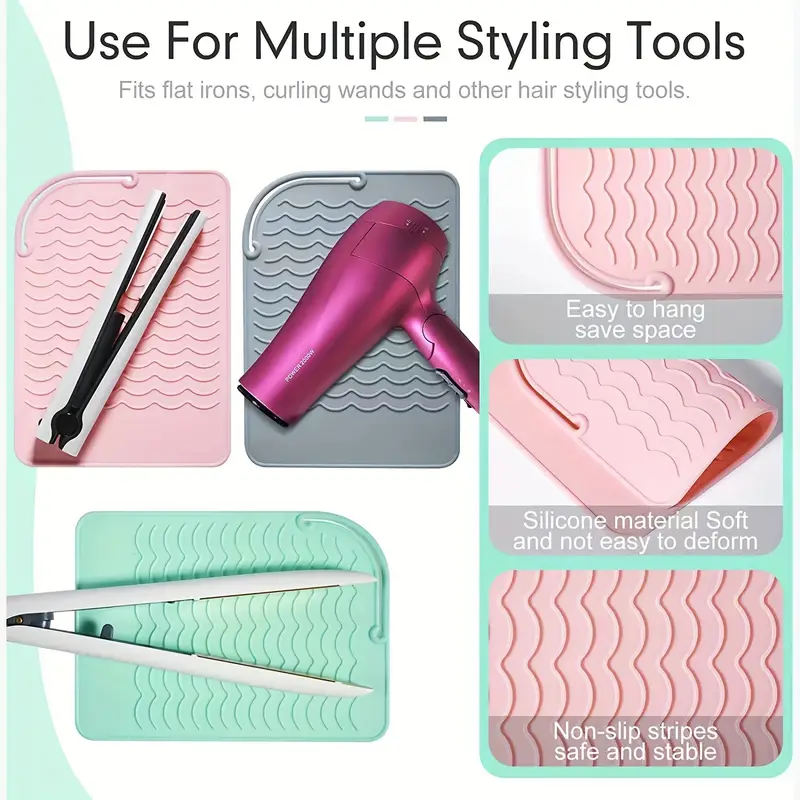 Tapis en Silicone résistant à la chaleur, grande taille, Portable, outils chauds de voyage, housse pour fer à friser, fer plat, lisseur de cheveux