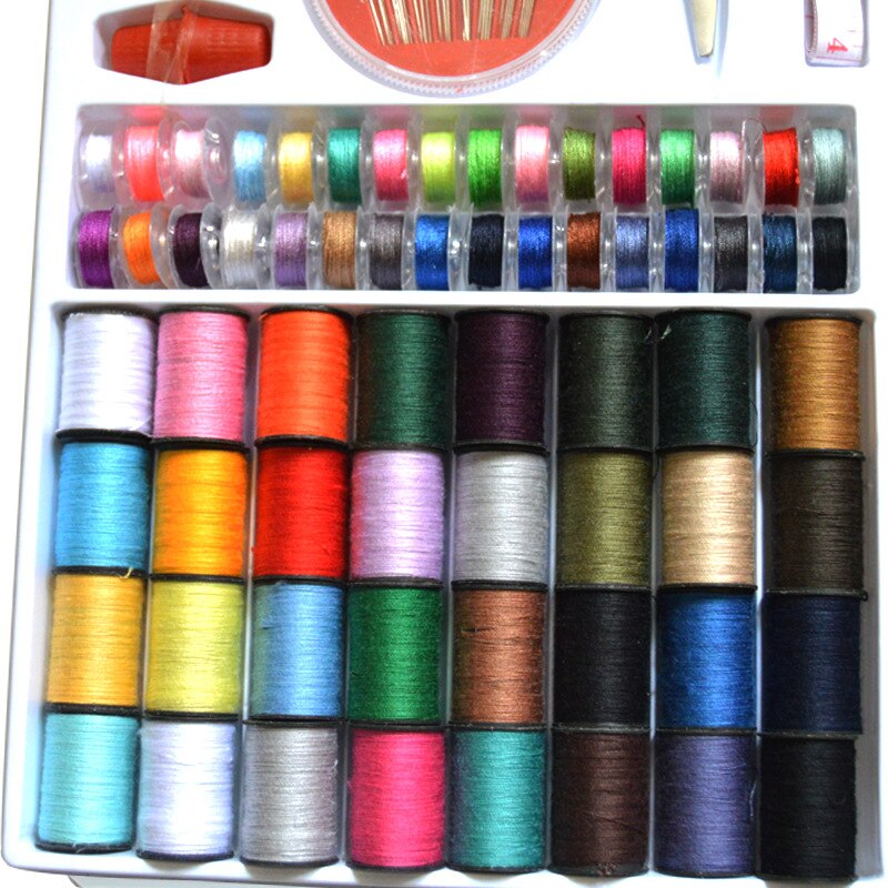 64 Rolls Color Sewing Line Thread Spool Needlework set Bobbin Needle Cotton Reel Tape DIY Handmade Knitting Kit Punch Stitching