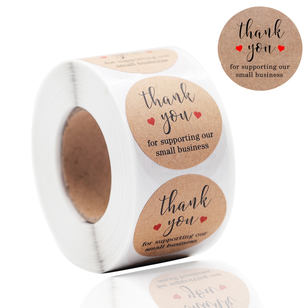 500pcs "Thank You For Supporting Our Small Business" Kraft Stickers Paper With Love Stickers For DIY Making Card Box