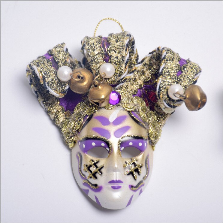 Mini masque magnétique autocollant, petit Triangle, décorations du Mardi Gras vénitien, Mini masque vénitien pour réfrigérateur, 10 pièces/lot: Violet