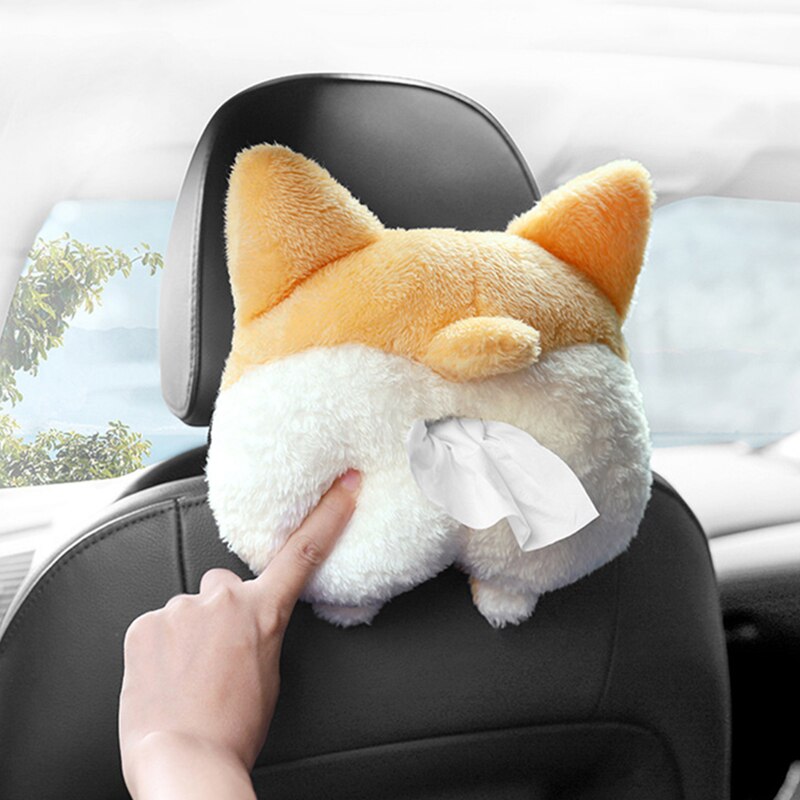 Corgi Butt Kat Auto Tissue Houder Servet Box Voertuig Backseat Tissue Geval Houder Voor Thuis Auto Badkamer Qjs Winkel