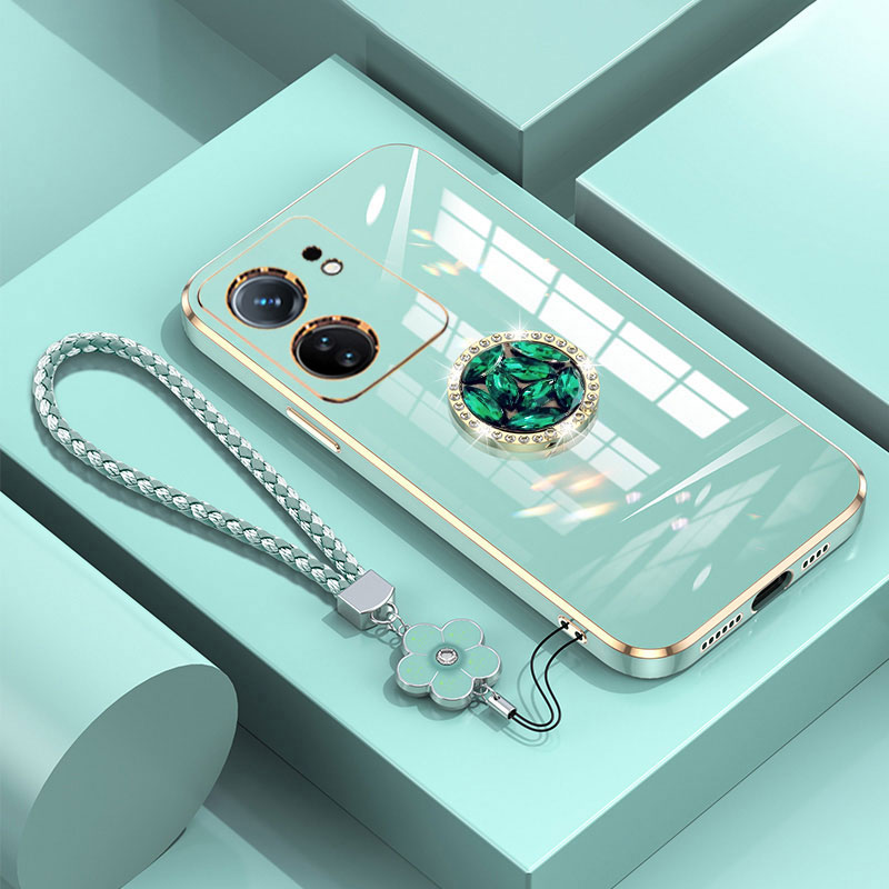 Redmi 13C 4G funda de lujo con anillo de diamante para Xiaomi Redmi 13C 13 C 12C 10C 9C funda de teléfono con cordón chapado redmi13C: Neopreno / Verde claro