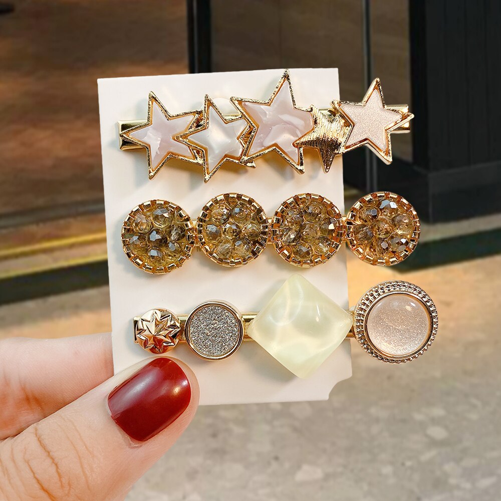 1 ensemble Macaron cristal strass pince à cheveux étoile amour forme Barrettes épingles à cheveux géométrique cheveux accessoires: 11