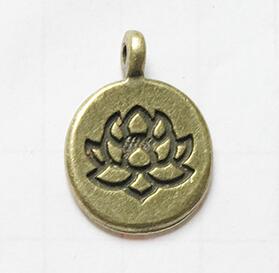 Ametyster buddha armbånd yoga lotus charme håndled lilla sten beaded buddhist armbånd til kvinder og mænd: Bronze lotus