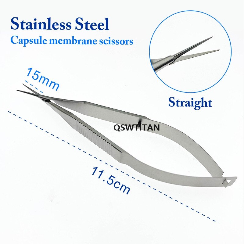 Titanlegering/rustfrit stål oftalmisk mikrokirurgi 12.5cm kapsel membran saks mikro saks instrument: Ss- lige