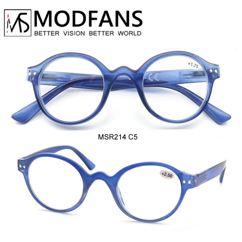 Leesbril voor Mannen Vrouwen Klassieke Ronde Lezers Brillen Lente Scharnier Verziend Presbyopie +1.0 tot +4.0: Blauw / +150