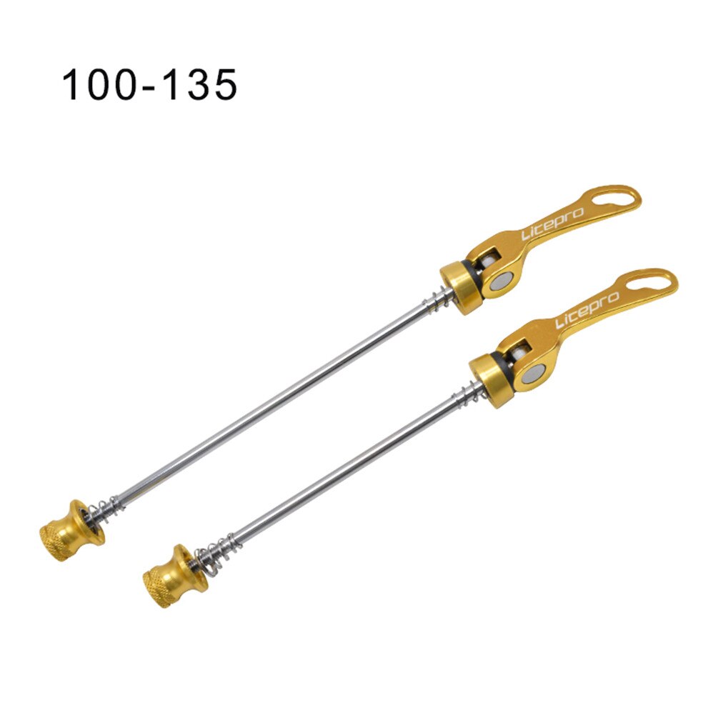 Litepro Aluminum Alloy Quick Release Lever MTB Mountain Bike Wheelset QR Rod For Road Folding Bicycles Wheels Skewers: gold 100v135mm