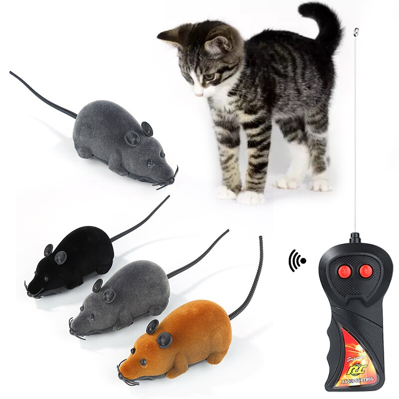 Wireless Electronic Remote Control Rat Plush RC Mouse Toy Flocking Emulation Toys Rat For Cat Dog Joke Scary Trick Toys
