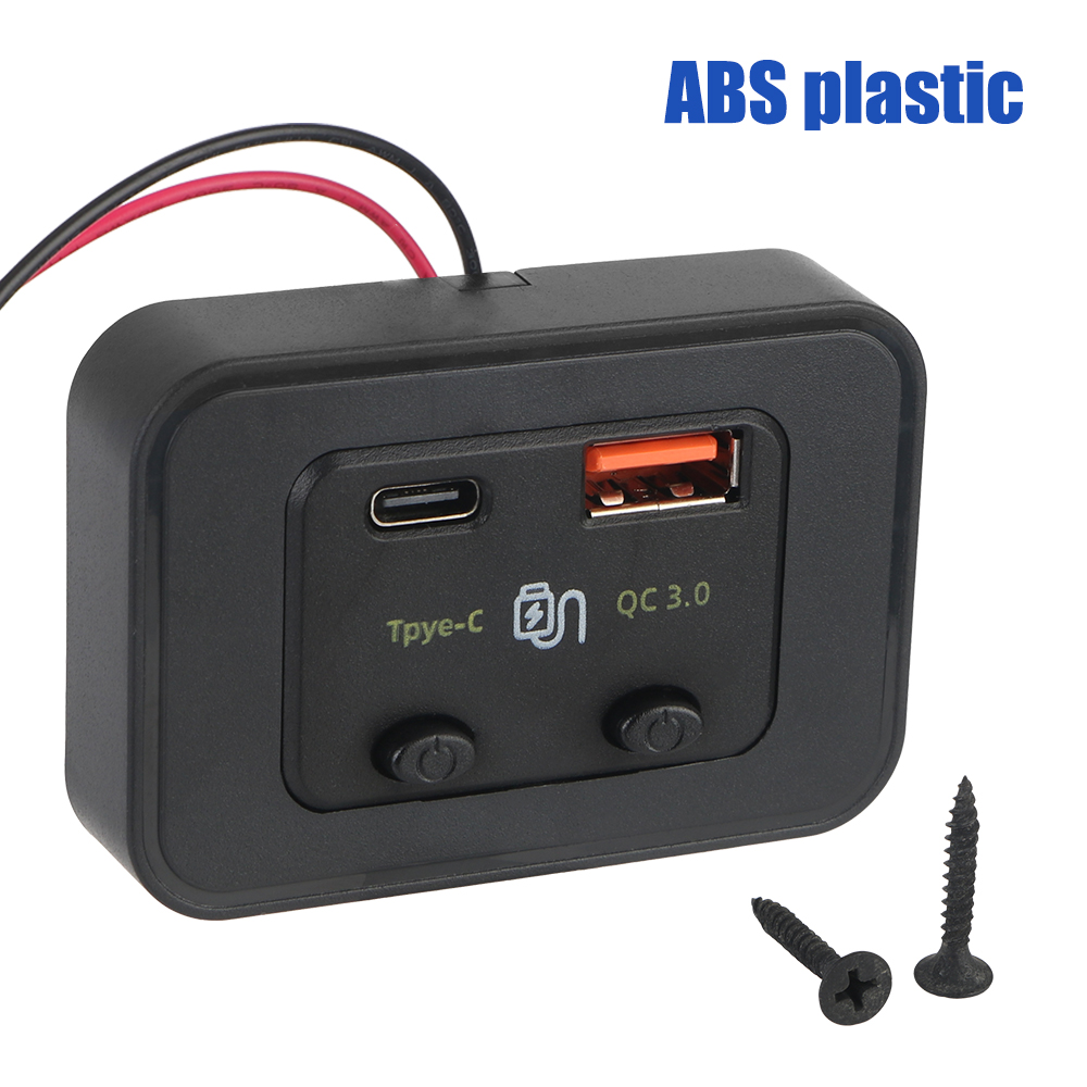 Cargador de teléfono para coche, RV, casa, Camper, caravanas, luz LED tipo C + QC3.0, puerto USB A, adaptador de cargador rápido para coche de 12V/24V