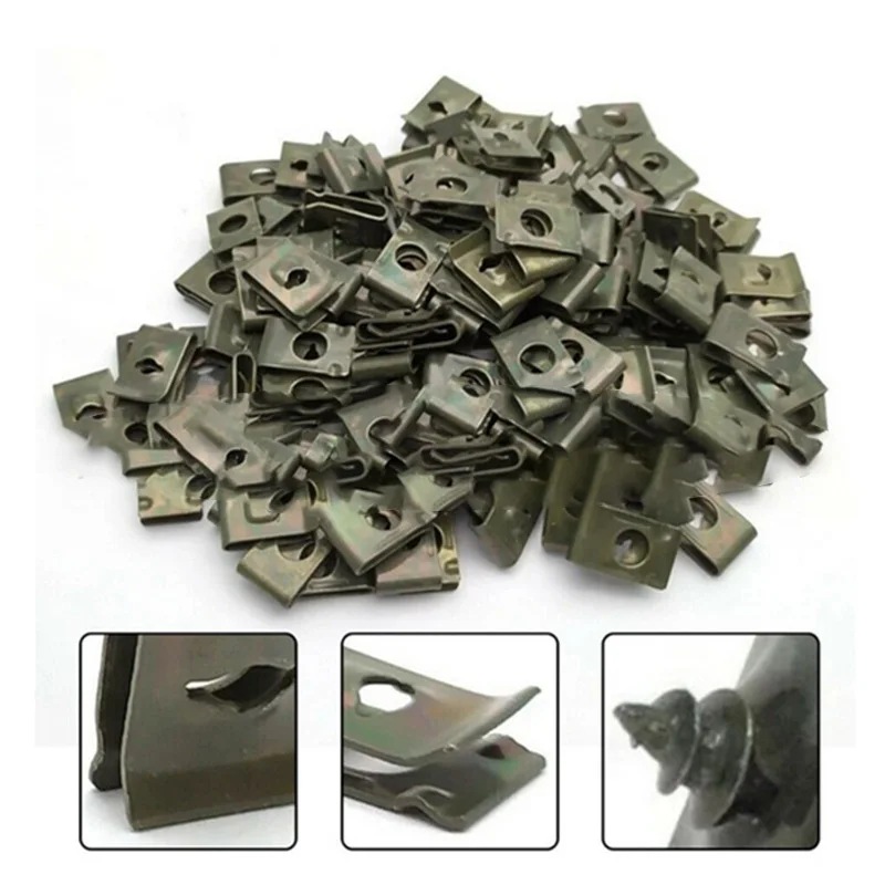 Mixed Metal Self Tapping Screws Fastener U Shaped Clips Car Motorcycle Anti-rust Screw RetainerClip for Scooter ATV Moped E-bike