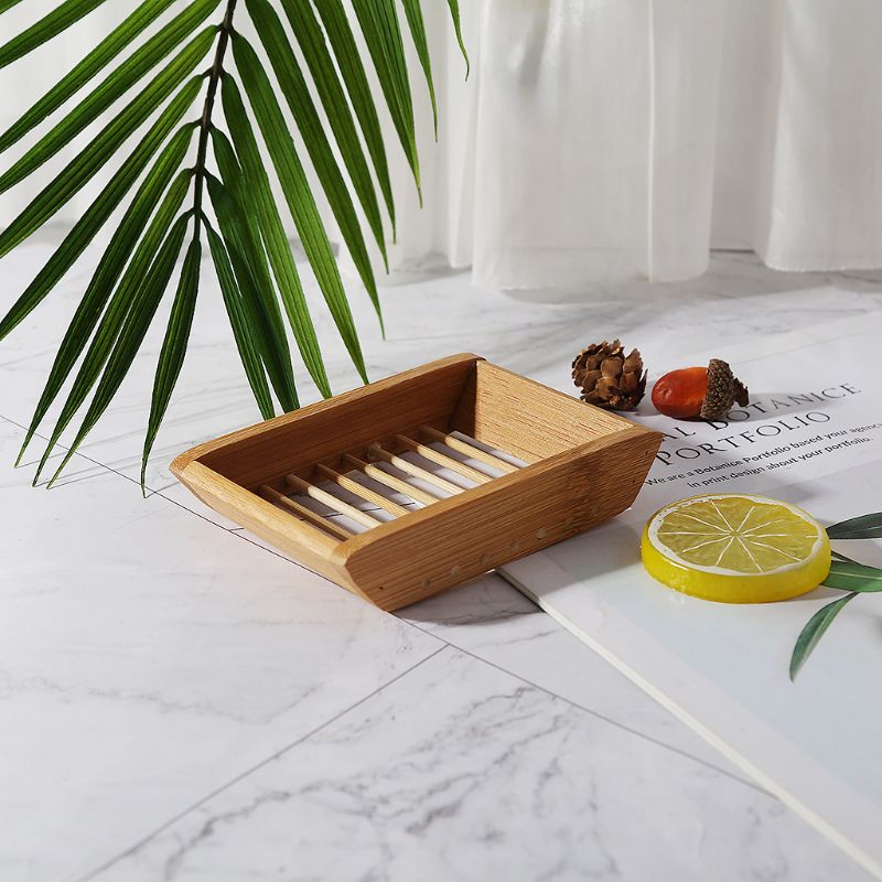 Saboneteira de bambu simples, caixa de sabão para banheiro, estilo japonês, para sabonete