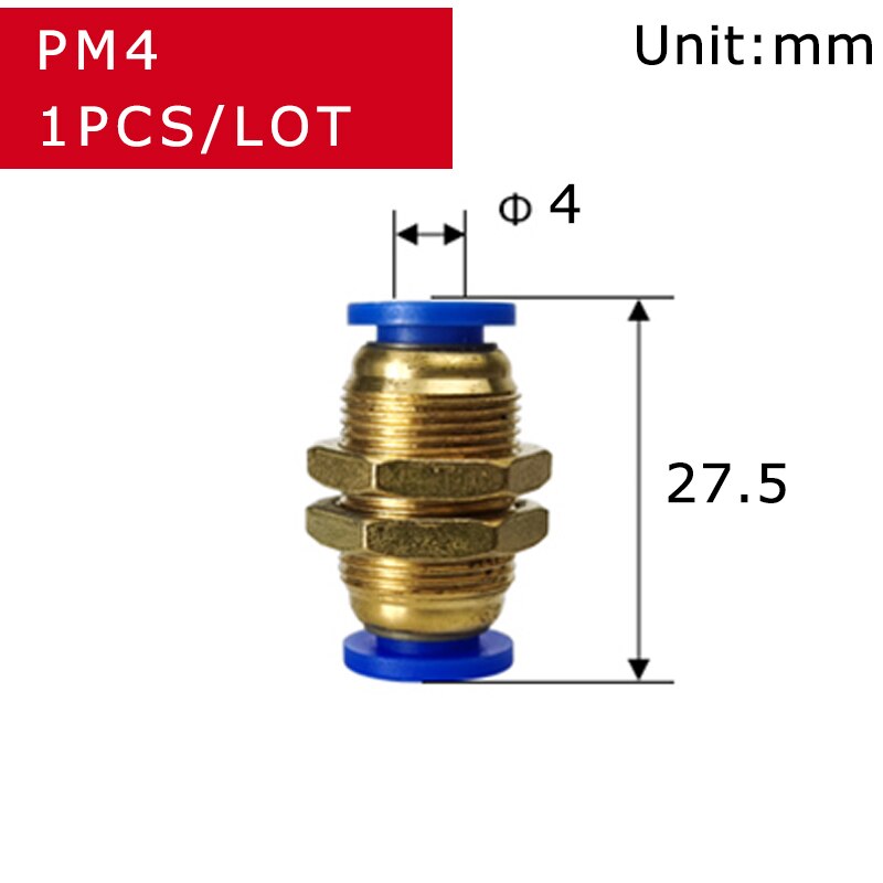 PM Straight Bulkhead Union Connector 4-12mm OD Hose Plastic Push In Gas Quick Connector Air Fitting Plumbing Pneumatic Fitting: PM4