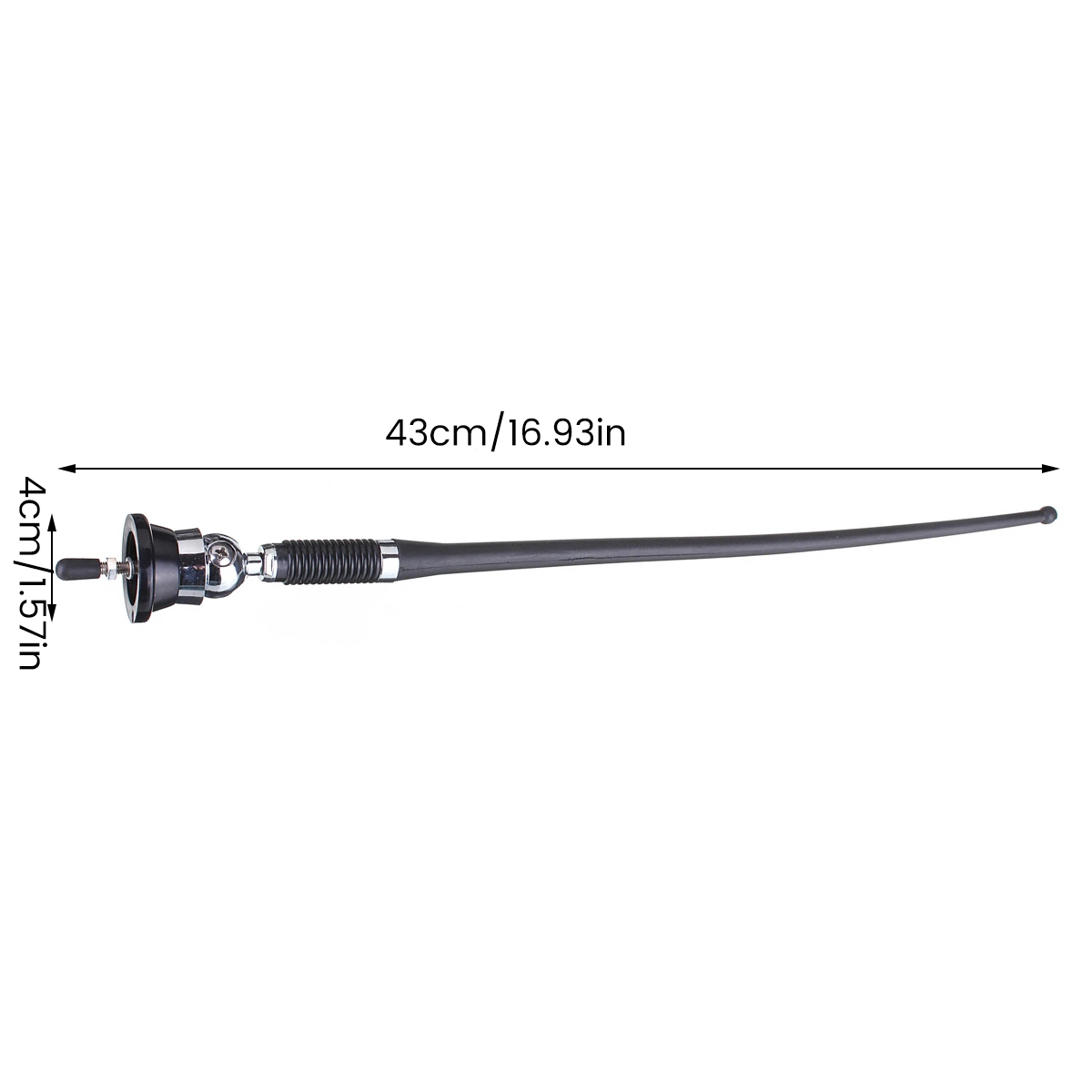 17in Car Roof Radio Antenna Car Radio Aerial AM-FM Rubber Antenna with 180° Swivel Base and 51" Cable Roof Mount Signal Aerial