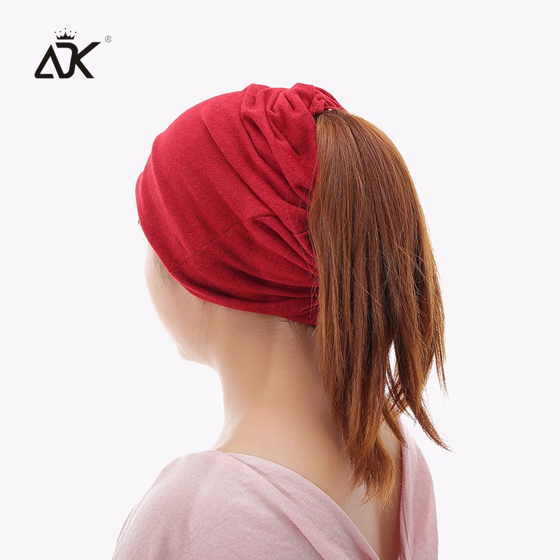 Gorro de punto multifunción para mujer, gorro liso informal de poliéster suave, gorros holgados para mujer, coleta para primavera y otoño