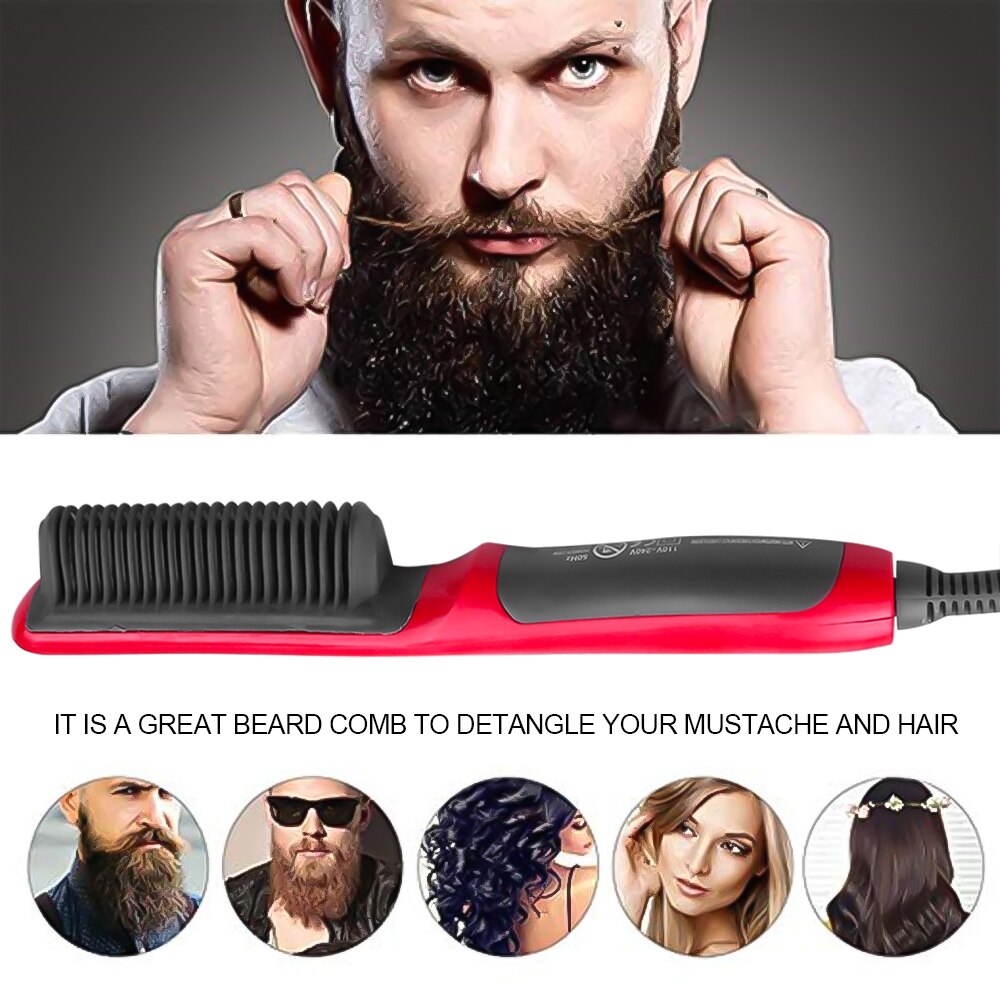 cepillo alisador de barba, peine de peluquería, peine de pelo lacio eléctrico multifuncional, enchufe europeo de EE. UU. Enchufe del Reino Unido
