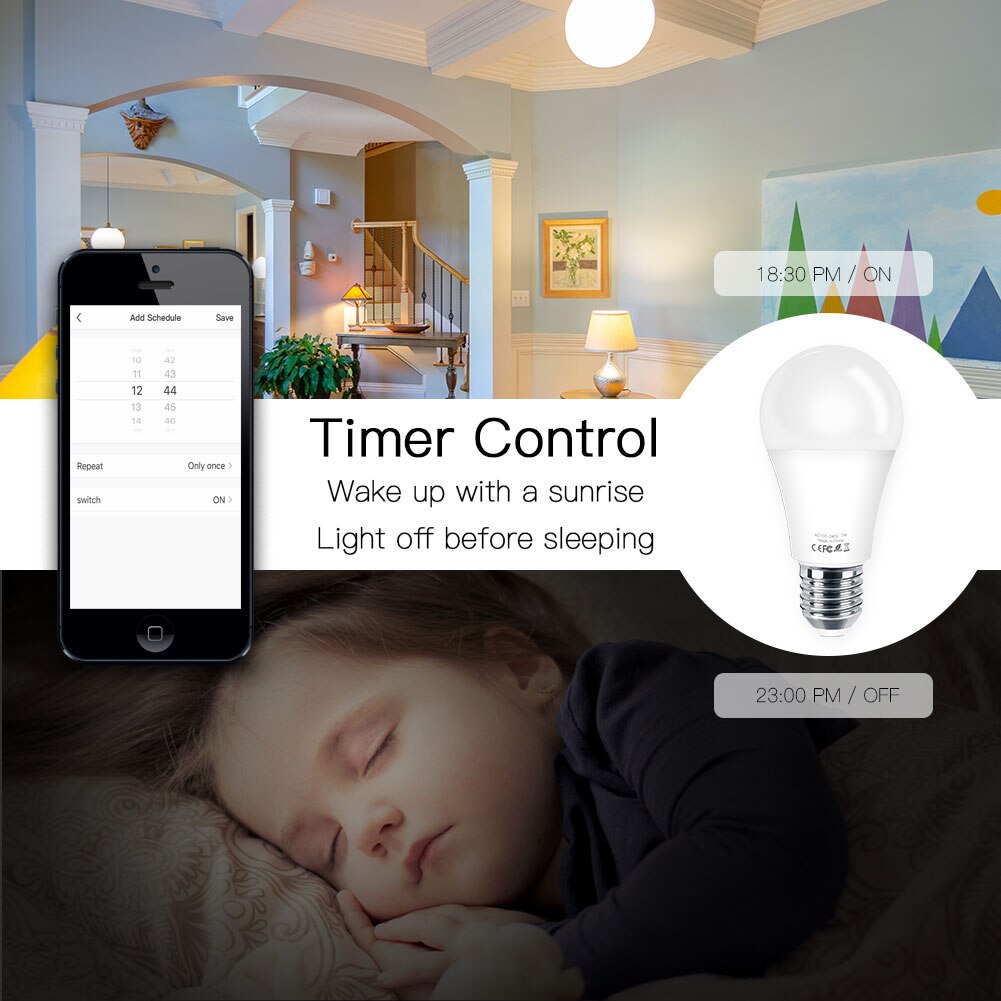 WiFi Smart LED Dimmable Lamp 7W,RGB ,Smart Life Tuya App Remote Control Work with Alexa Echo Google Home,E27
