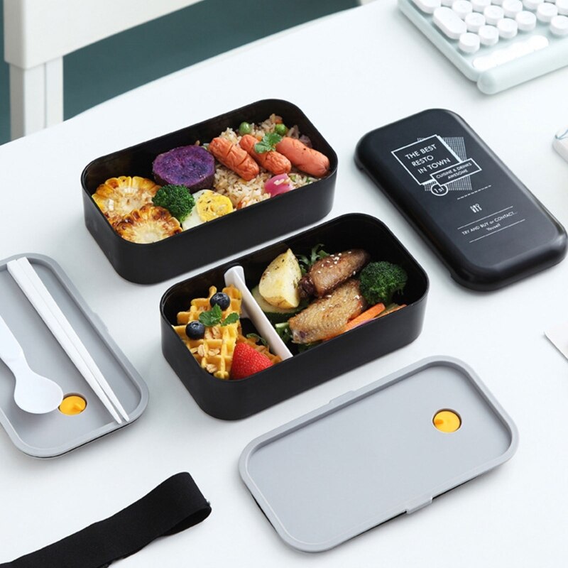 Draagbare Dubbele-Layer Verzegelde Lunchbox Duurzaam Bento Case Container Opslag Vet-Verminderde Ontbijt Hoge School Kantoor