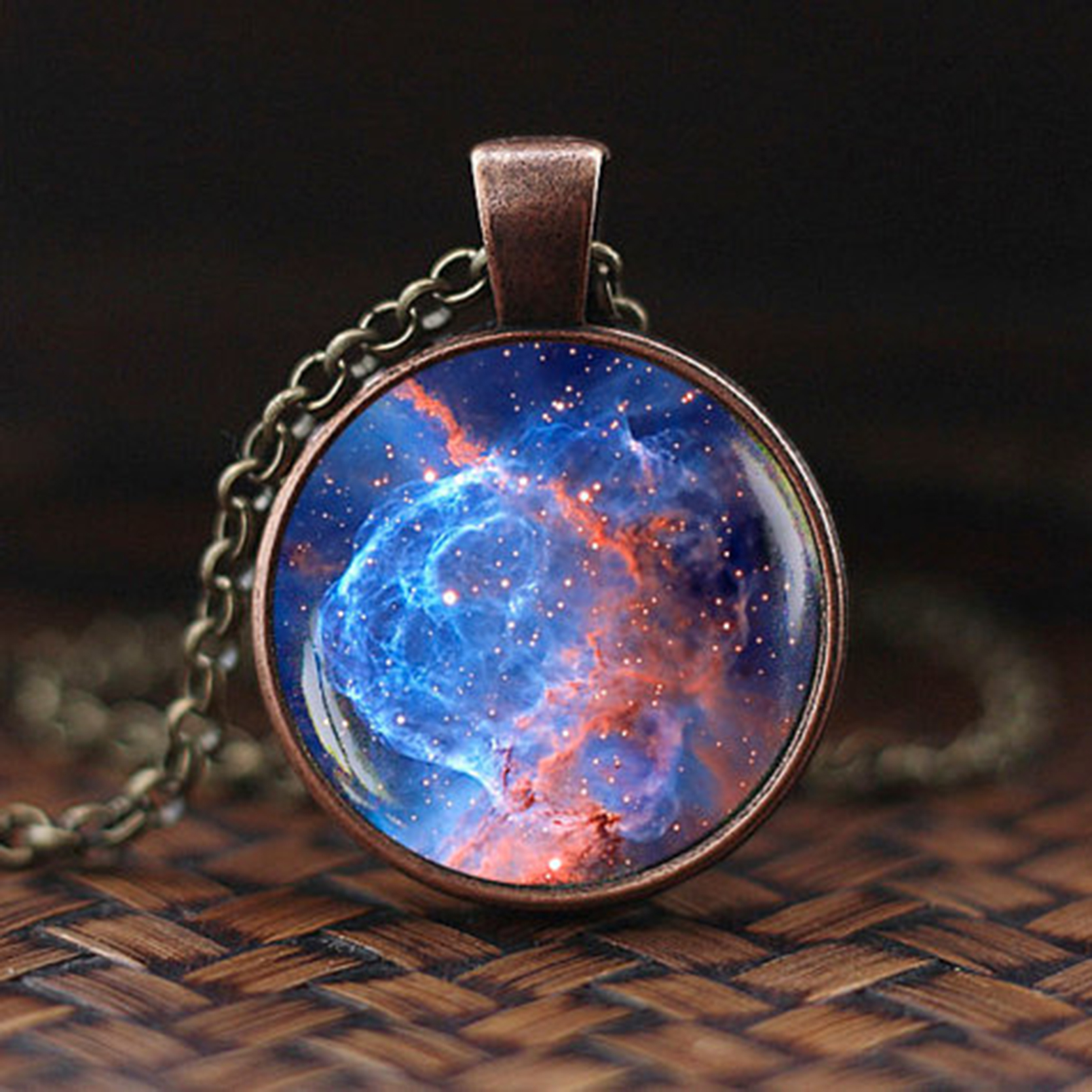 Charming Nebula Necklace Galaxy Space Glass Cabochon Pendant Solar System Jewelry Space Universe Necklace Milky Way Jewelry: 4