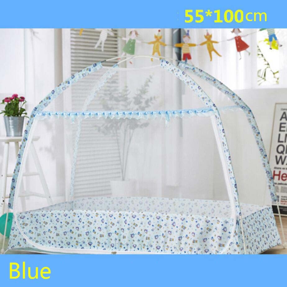 Mosquitera portátil para cuna de bebé, yurta mongola, carpa antimosquitos, dosel para recién nacido: Blue-XXBB-55x100cm