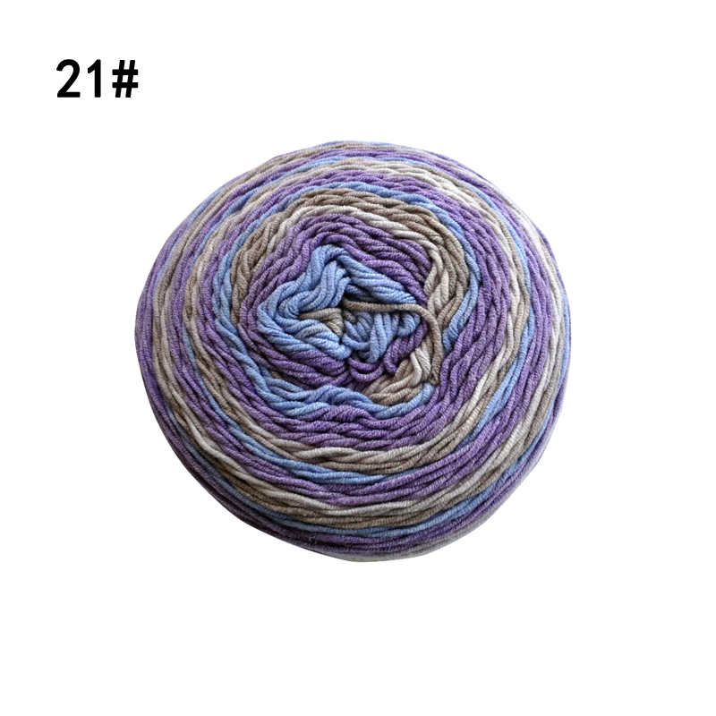 Qzlknit 250G/Bal Regenboog Katoenen Garen Segment Verven 5 Strengen Van Melk Katoenen Garen Diy Hand Gebreide Sjaal sofa Kussen Taart Garen: Number 21