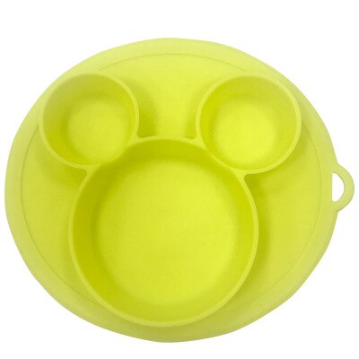 Plato de silicona para bebé, platos tipo tazón, alimentación de bebé, tazón de silicona, cubiertos de gel de sílice para bebé, vajilla para niño: green