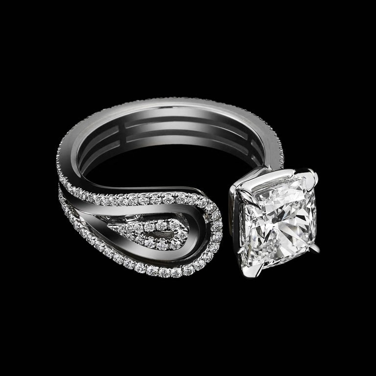 Huitan Open Rings For Women With Square Cubic Zircon Stone Prong Setting Micro Paved Vinatge Female Accessories Ring