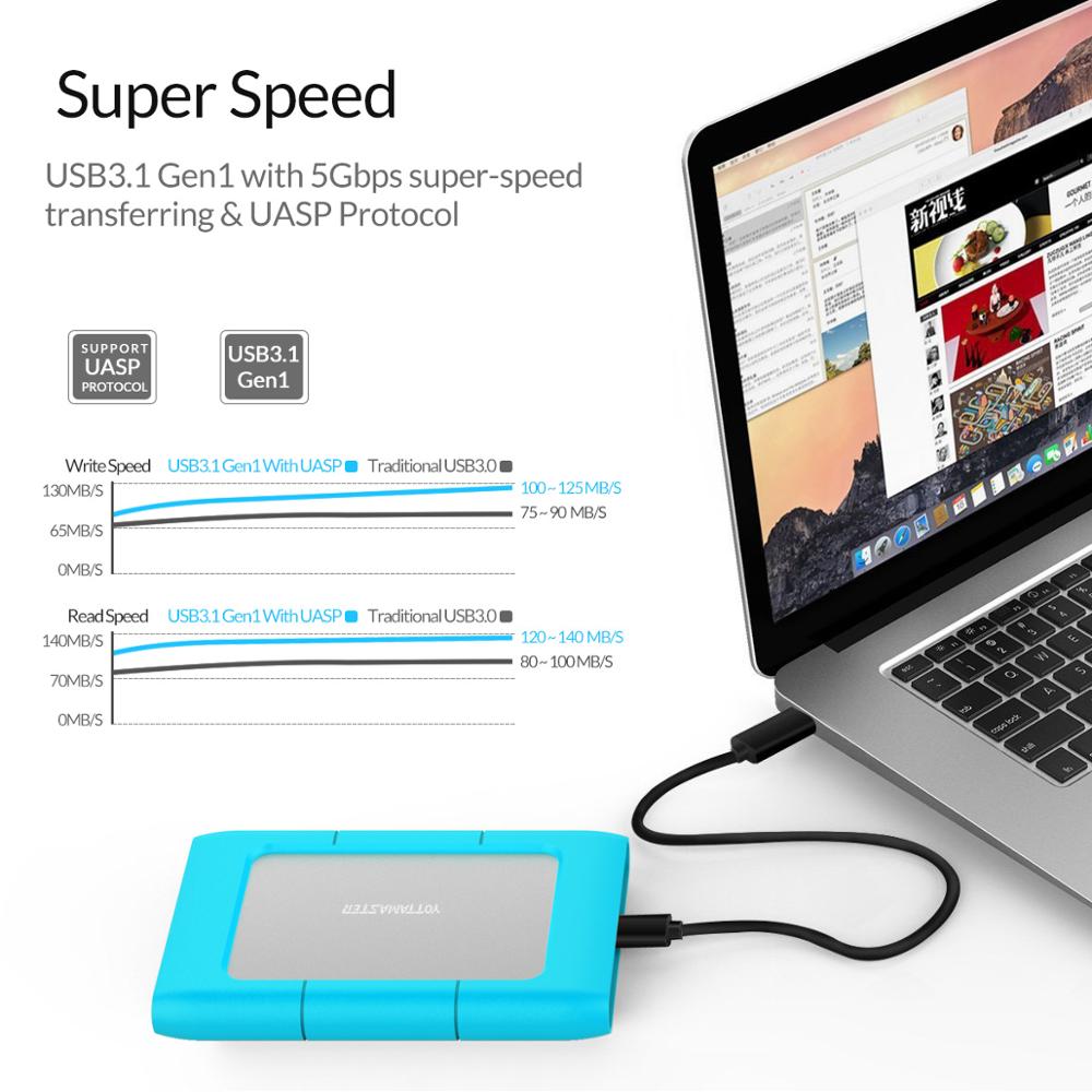 Yottamaster boîtier HDD 2.5 pouces SATA vers USB 3.1 Type C adaptateur pour Samsung Seagate SSD boîtier de disque dur boîtier de disque dur externe