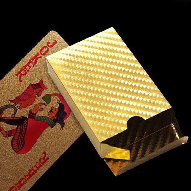 24K Gold Playing Cards Poker Game Deck Gold Foil Poker Set Plastic Magic Card Waterproof Cards