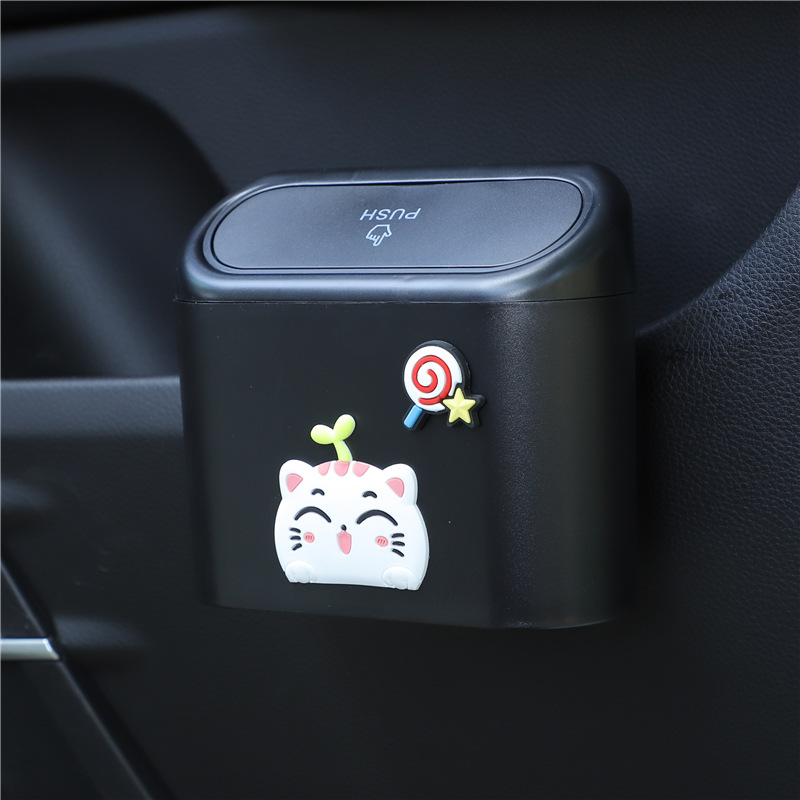 Poubelle de dessin animé multifonctionnelle pour porte de voiture, poubelle de rangement pour débris, fournitures d'intérieur de voiture bricolage,: GRIS