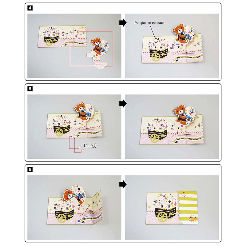 Diy pop-up kaart teddybeer, handgemaakte 3d- jubileum wenskaarten van papier, ansichtkaart uitnodiging van papier, knutselen voor -099